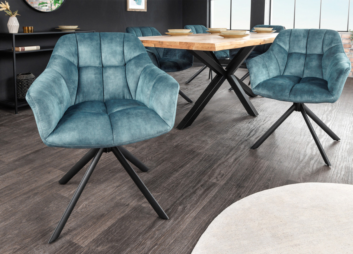 Fauteuils rotatifs velours bleu