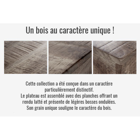 Table de Repas Ronde en Bois Grisé et Métal