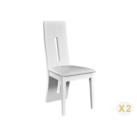 Lot de 2 chaises de table laquées blanc