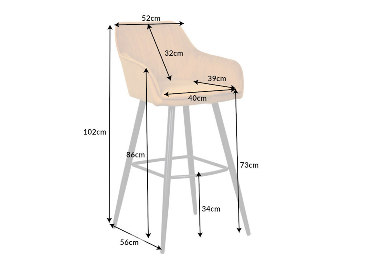 Chaises de Bar Hautes | Velours Gris