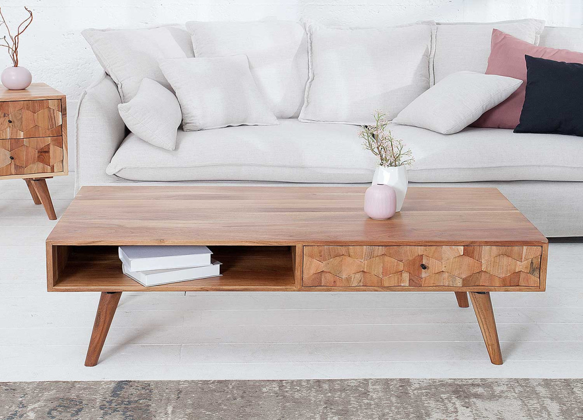 Table Basse Scandinave / Effet marqueterie 3D