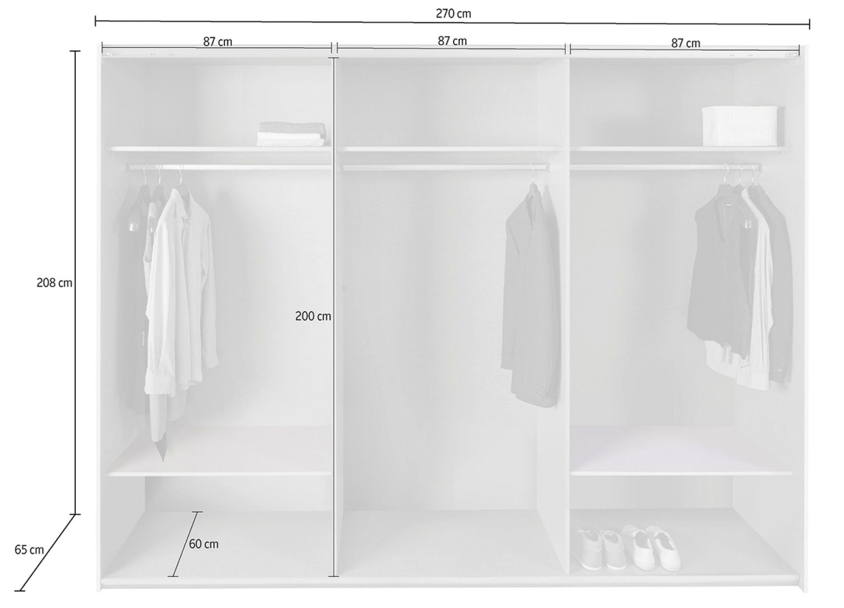 Armoire coulissantes grande capacité 270 cm - Dressing / Rangement Altona