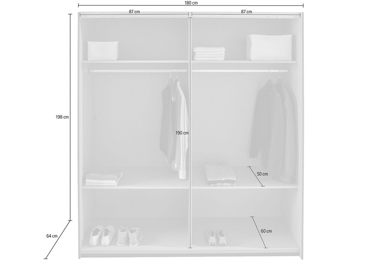 Armoire portes coulissantes 180 cm - Dressing / Rangement Altona