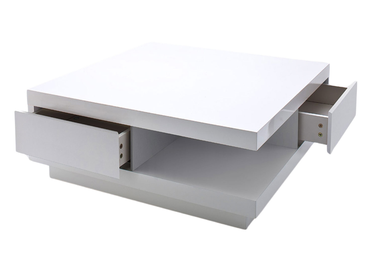 Table Basse Carrée Laquée Blanche