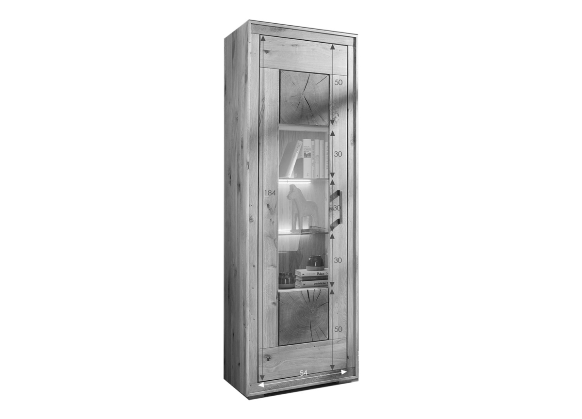 Vitrine 1 Porte en Chêne Sauvage