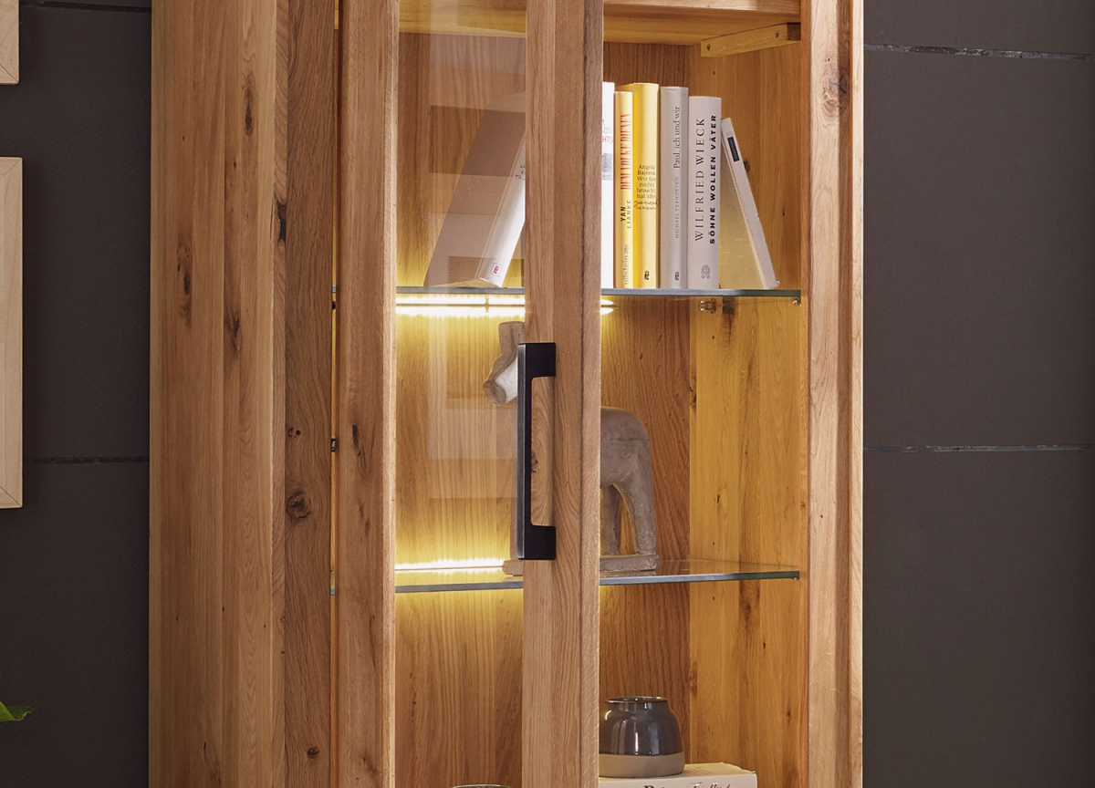 Vitrine 1 Porte en Chêne Sauvage