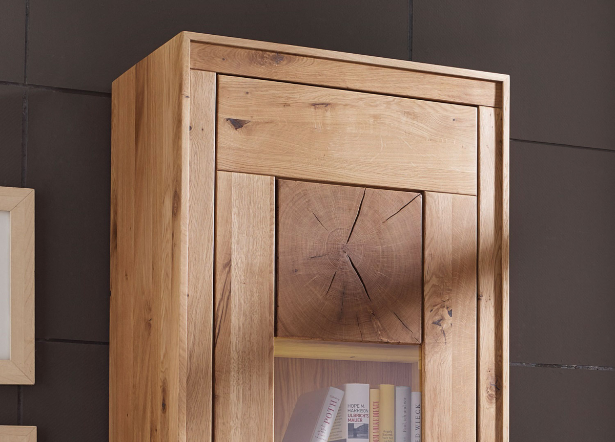 Vitrine 1 Porte en Chêne Sauvage