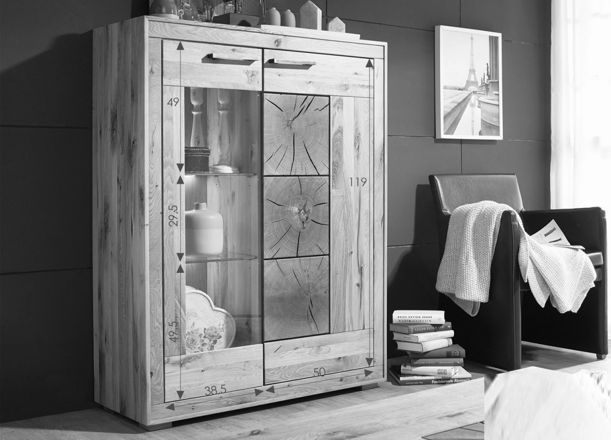 Vitrine en Chêne et Carrés de Duramen de Bois