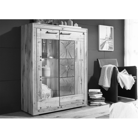 Vitrine en Chêne et Carrés de Duramen de Bois