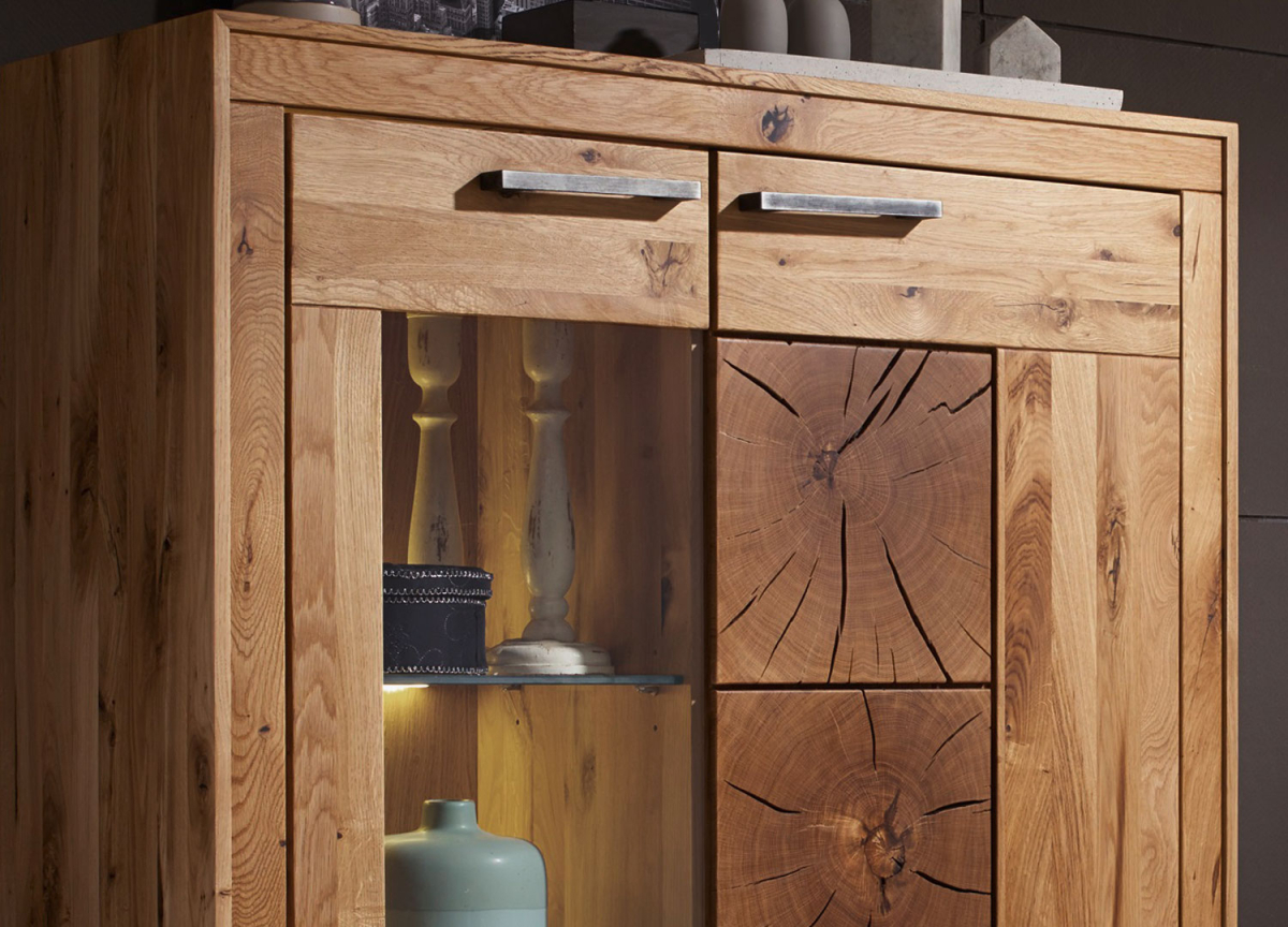 Vitrine en Chêne et Carrés de Duramen de Bois
