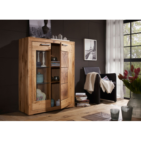Vitrine contemporaine en chêne avec 2 portes
