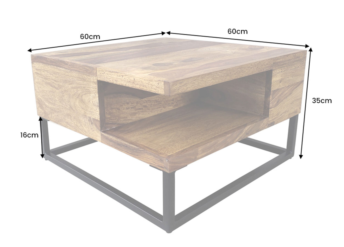 Table Basse Bois Massif Carrée 60 cm