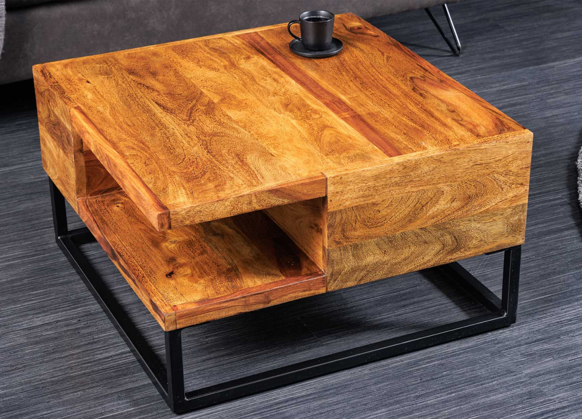 Table basse carrée en bois de sesham