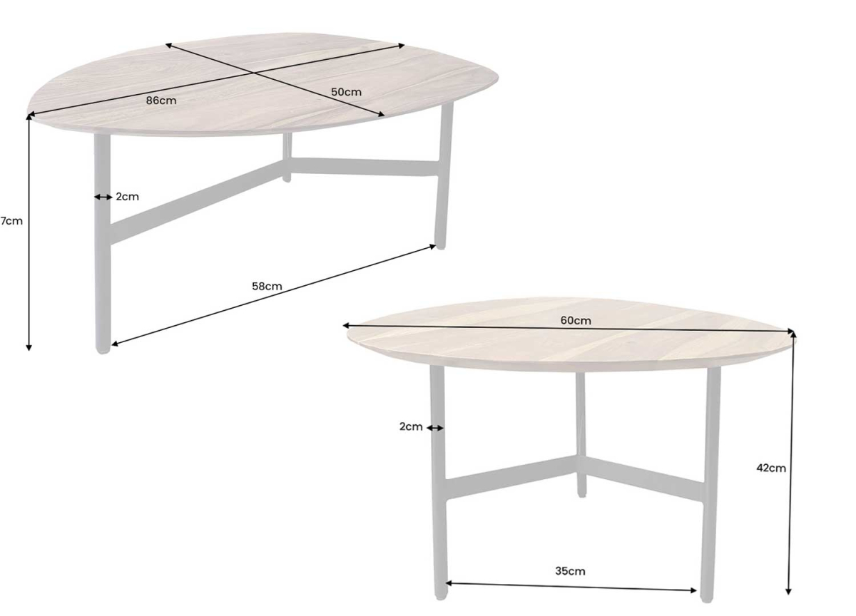 Tables basses gigognes bois et métal