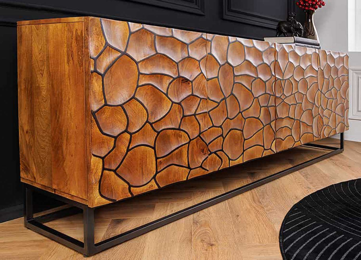 Buffet 4 Portes 177 cm Déco Mosaïque