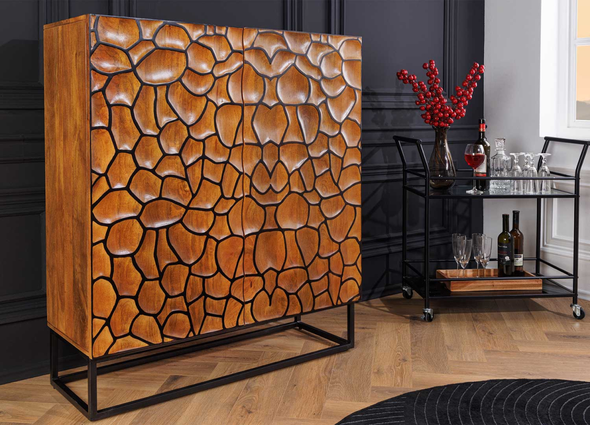 Buffet 2 portes en manguier avec dessins abstraits
