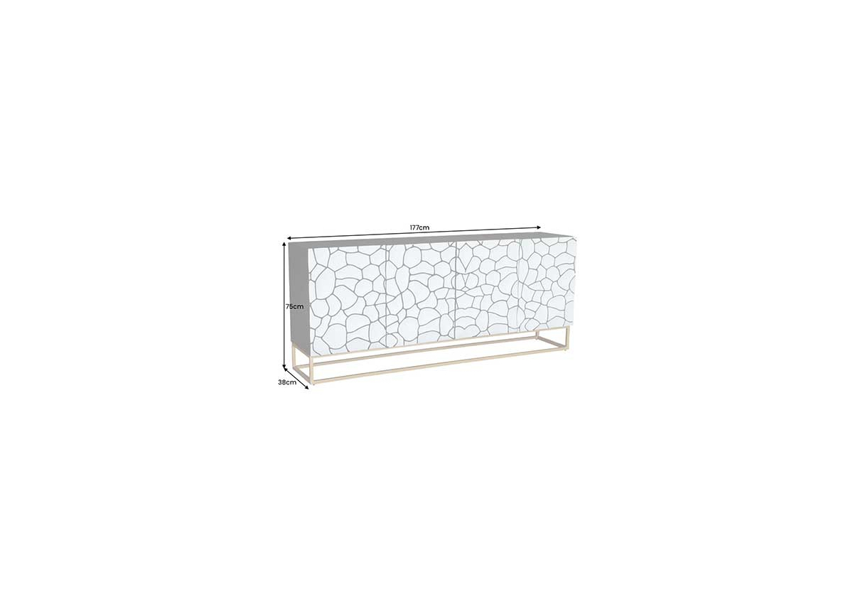 Buffet Long Noir et Blanc en Bois Massif