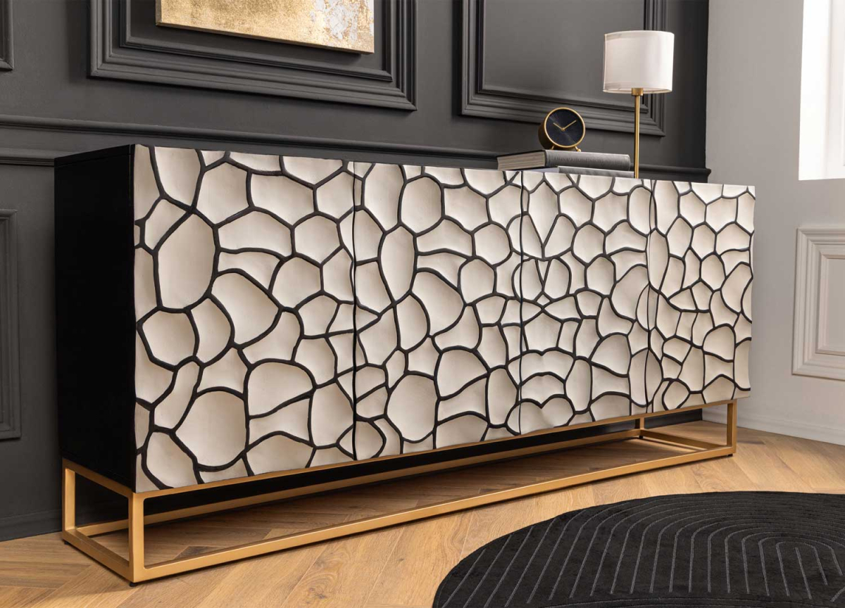 Buffet 4 portes noir et blanc