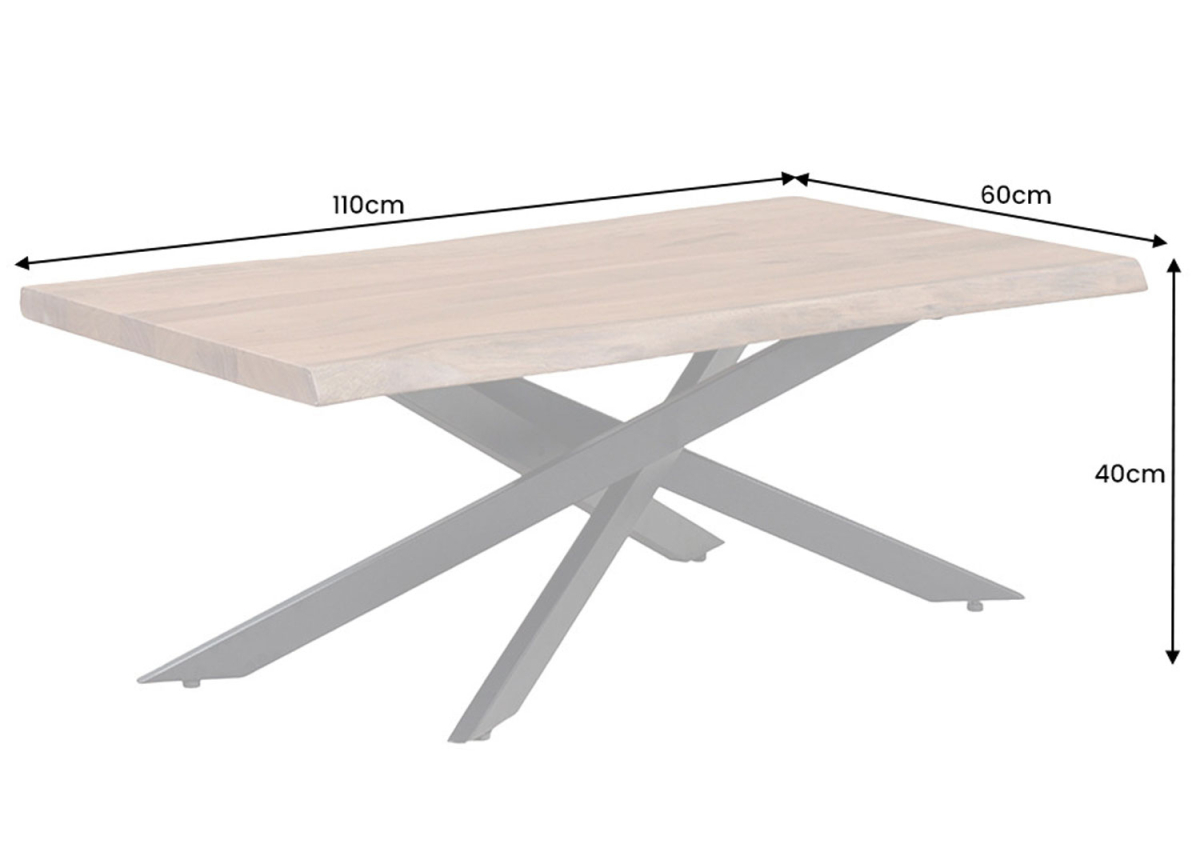 Table basse design rectangulaire 110x60 cm bois et métal
