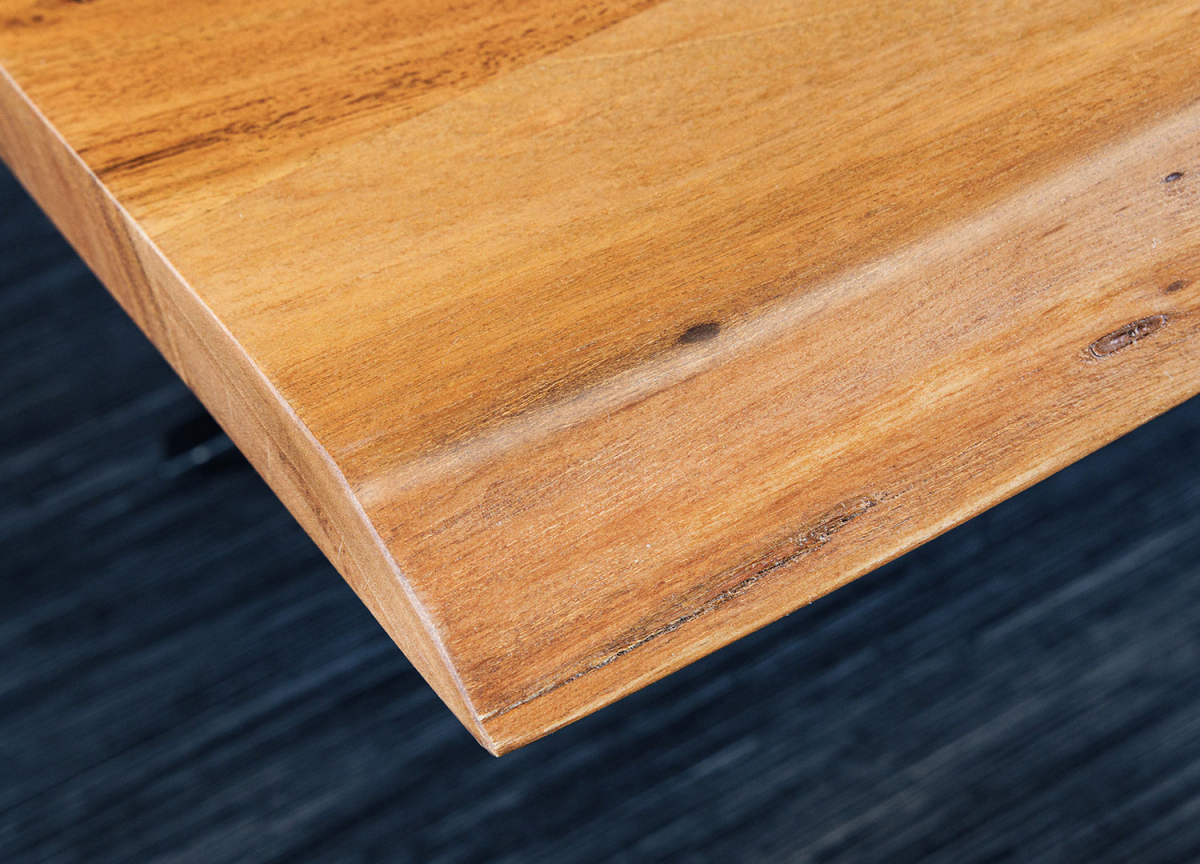 Table Basse Design Bois d'Acacia et Pieds Mikado