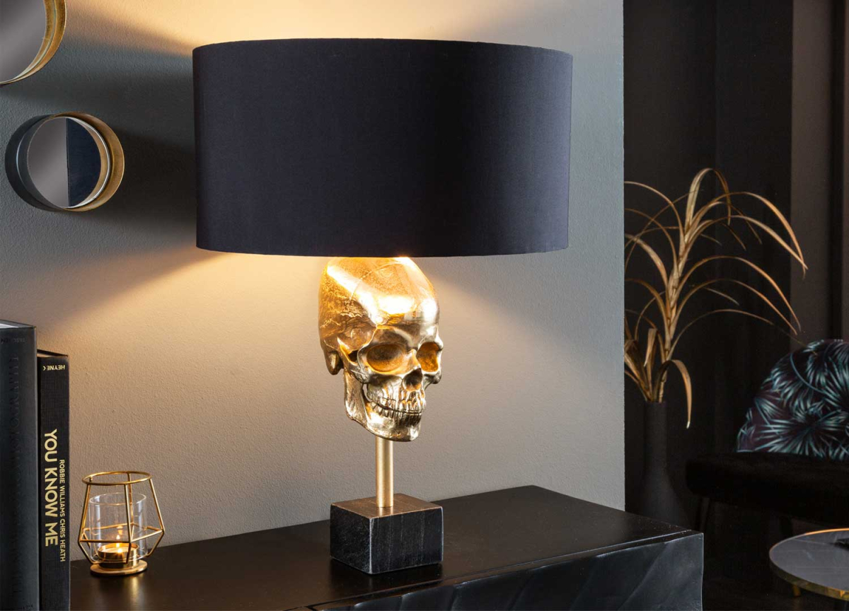 Lampe de table crâne doré Daniel