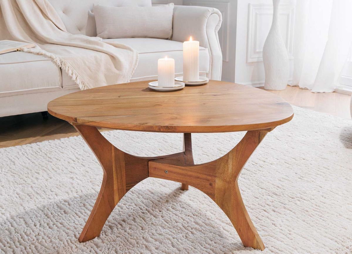 Table basse en bois massif naturel d'acacia
