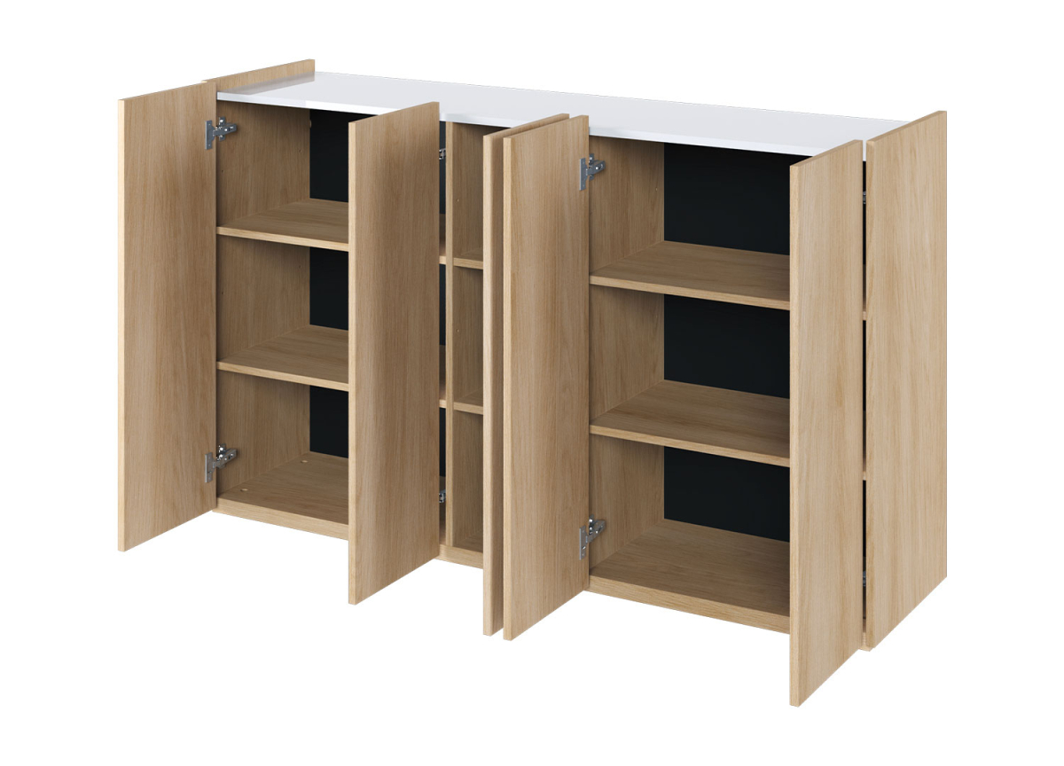 Buffet Moderne Bois et Blanc avec LED
