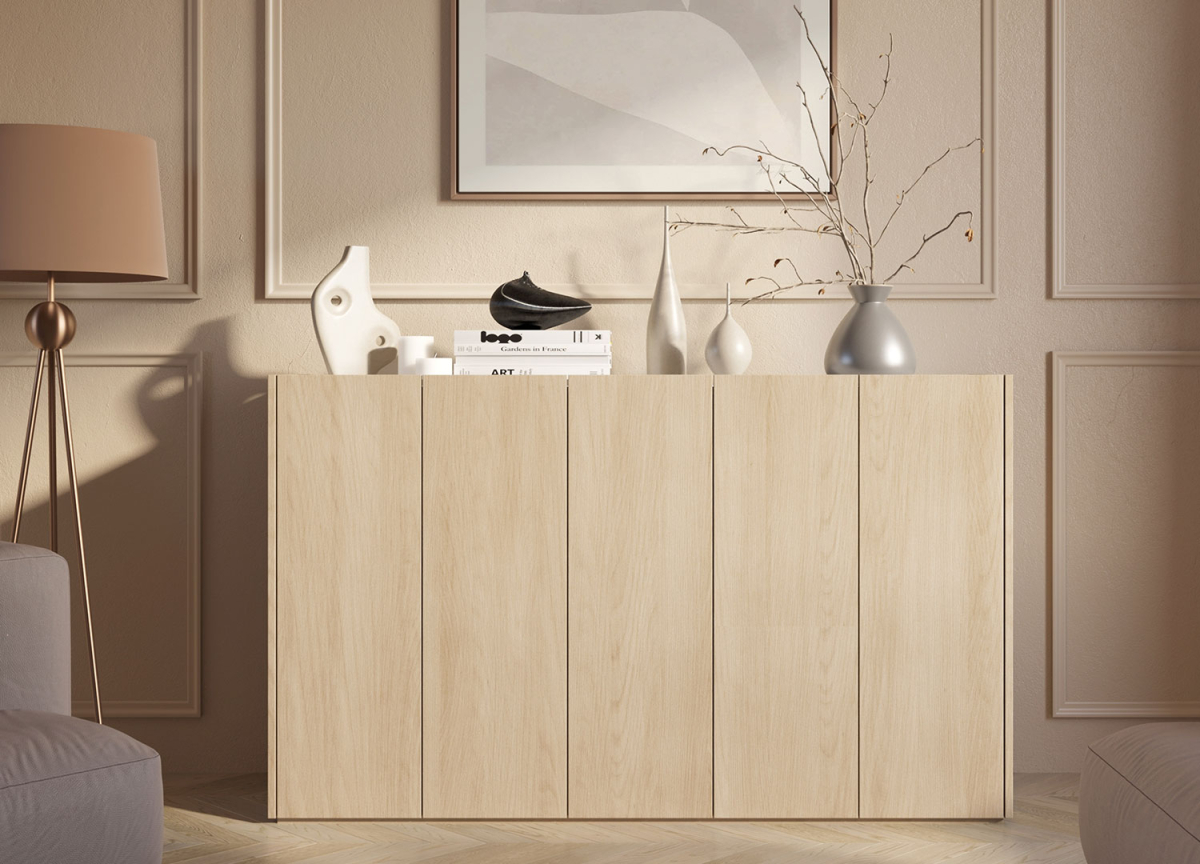 Buffet Moderne Bois et Blanc avec LED