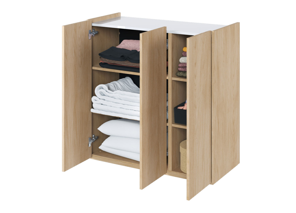 Meuble de Rangement Bois et Blanc Tendance