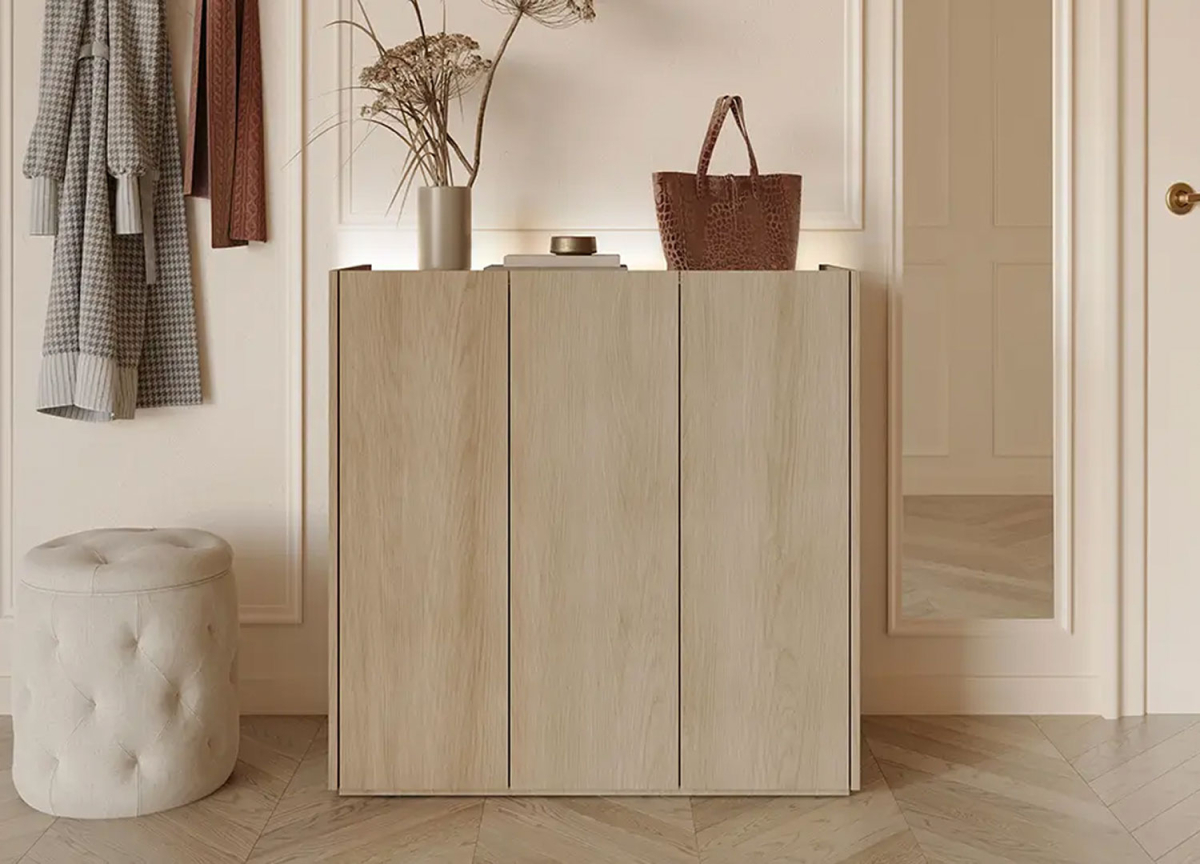 Meuble de Rangement Bois et Blanc Tendance