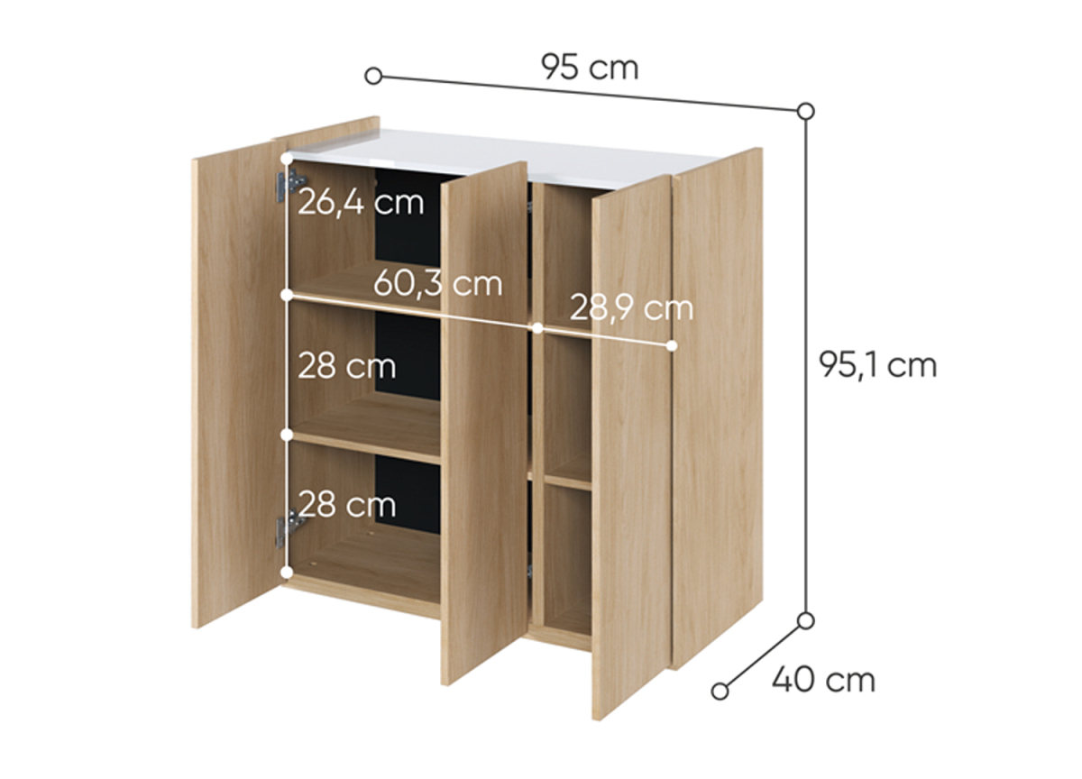 Meuble de Rangement Bois et Blanc Tendance