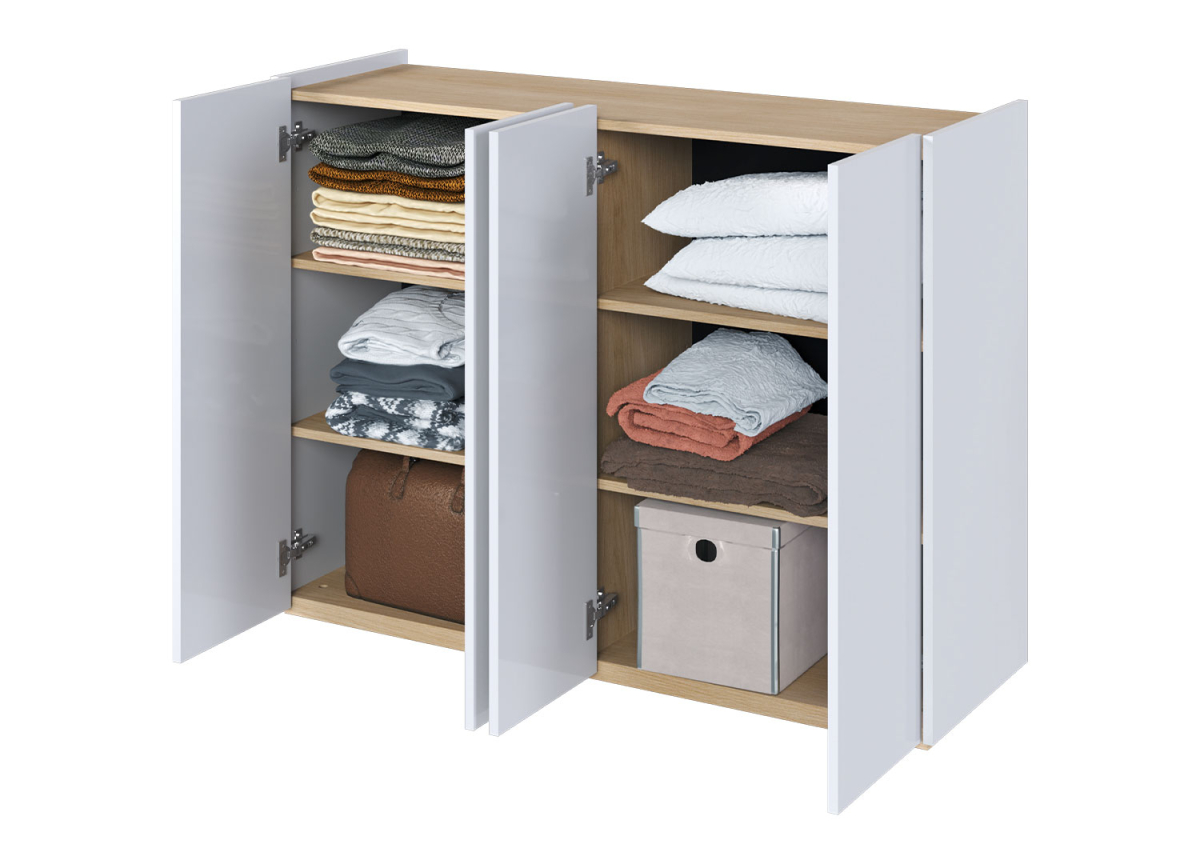 Meuble Buffet 4 Portes Blanc et Bois