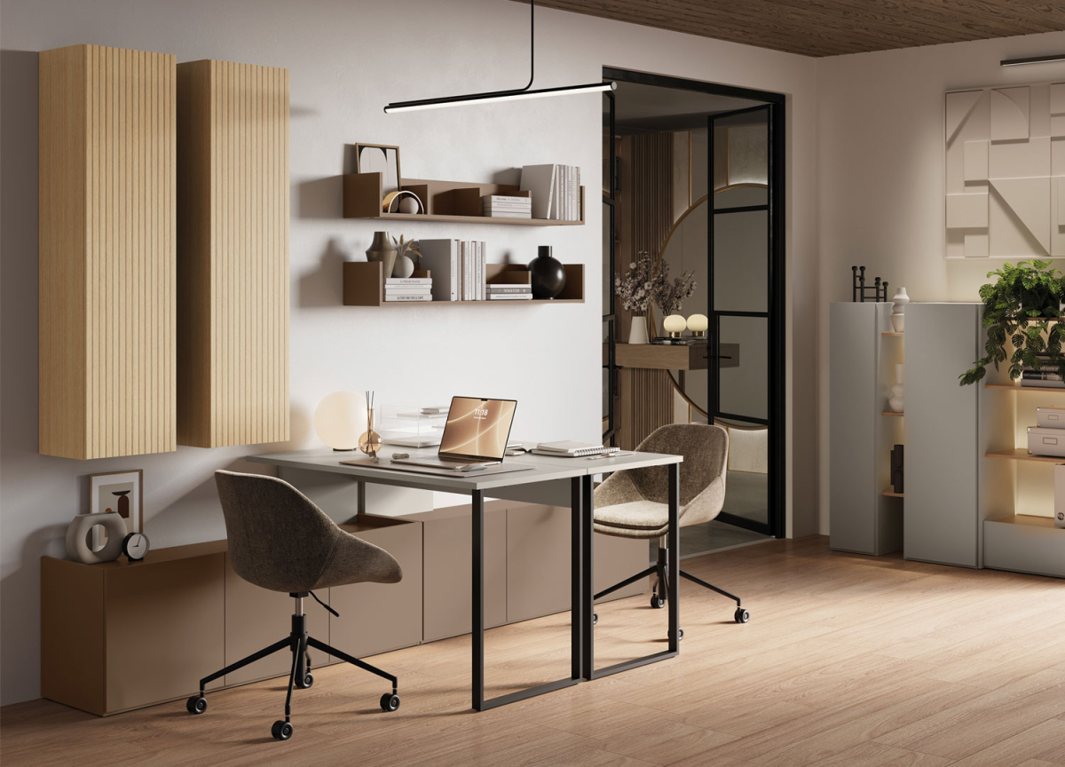 Ensemble meubles de bureau marron cachemire et chêne Sigma
