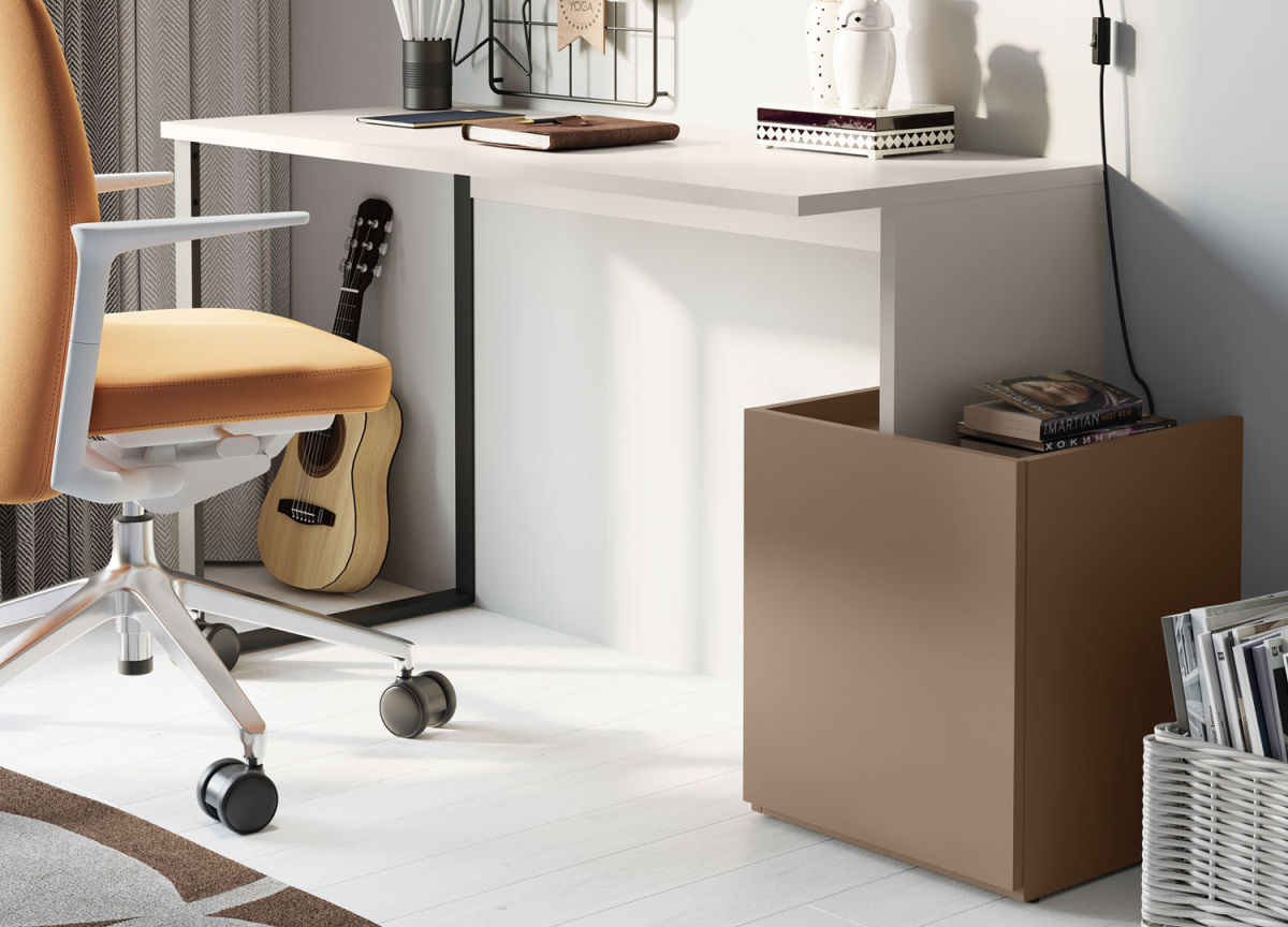 Bureau avec caisson cachemire et marron Sigma