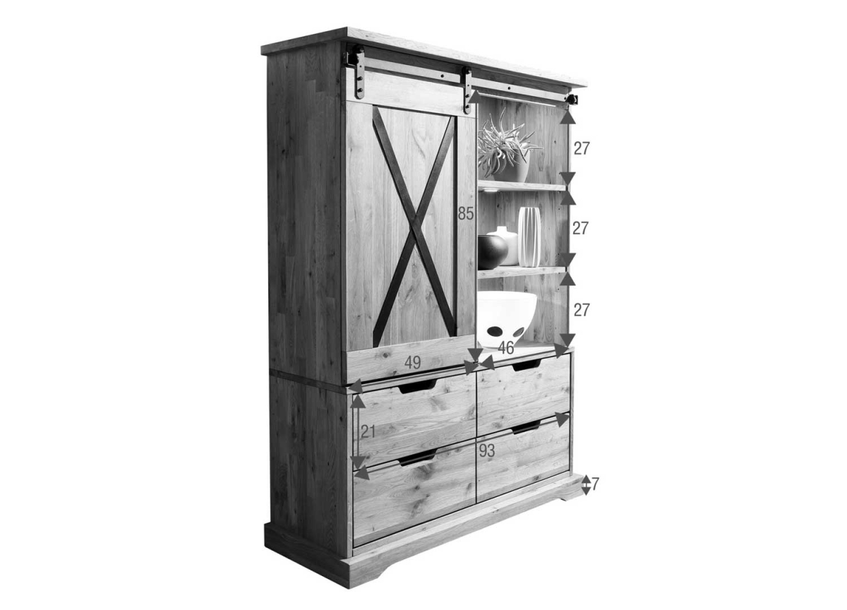 Buffet Haut Rustique Industriel en Chêne