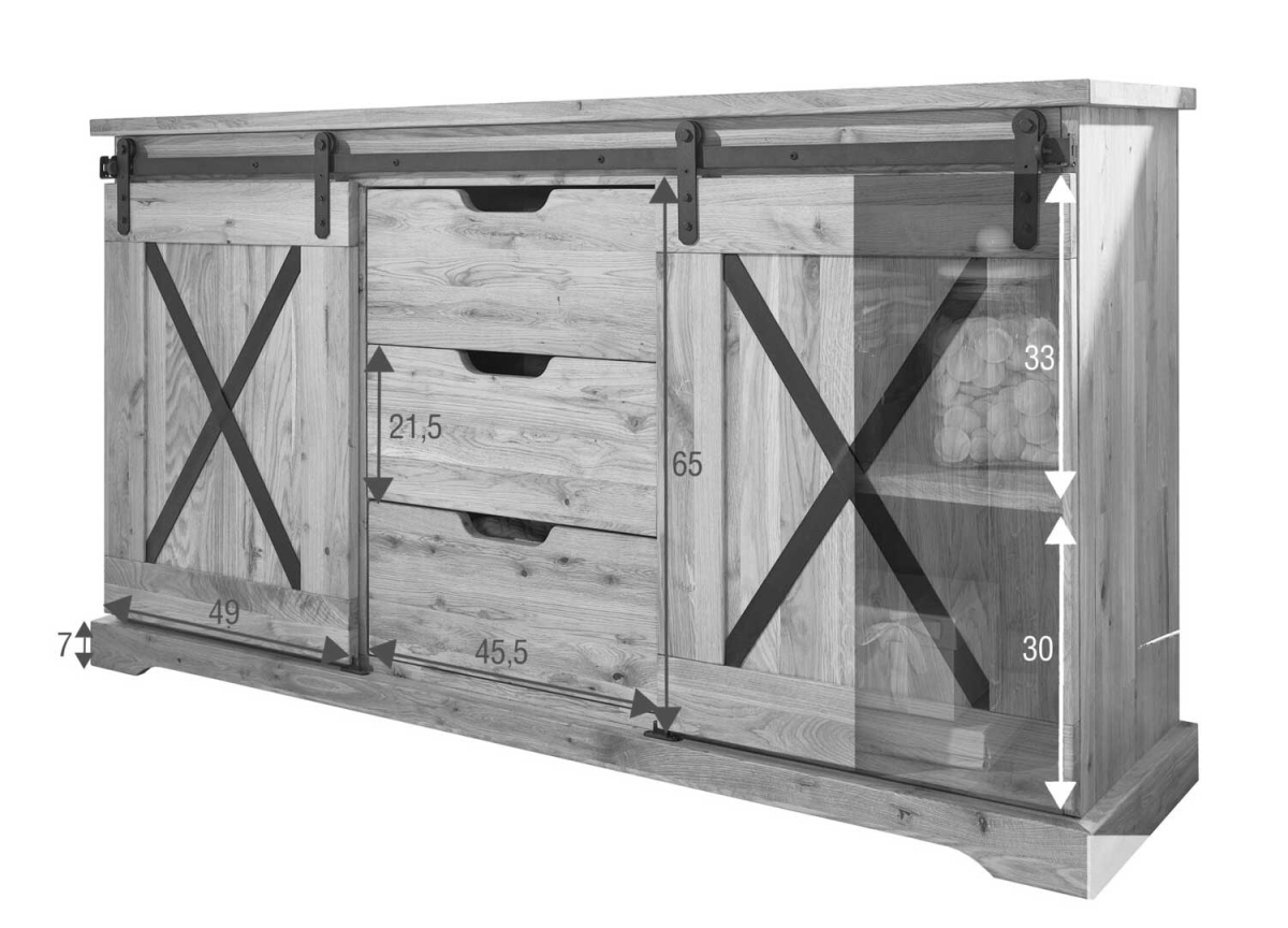 Buffet Rustique Bois Massif et Métal