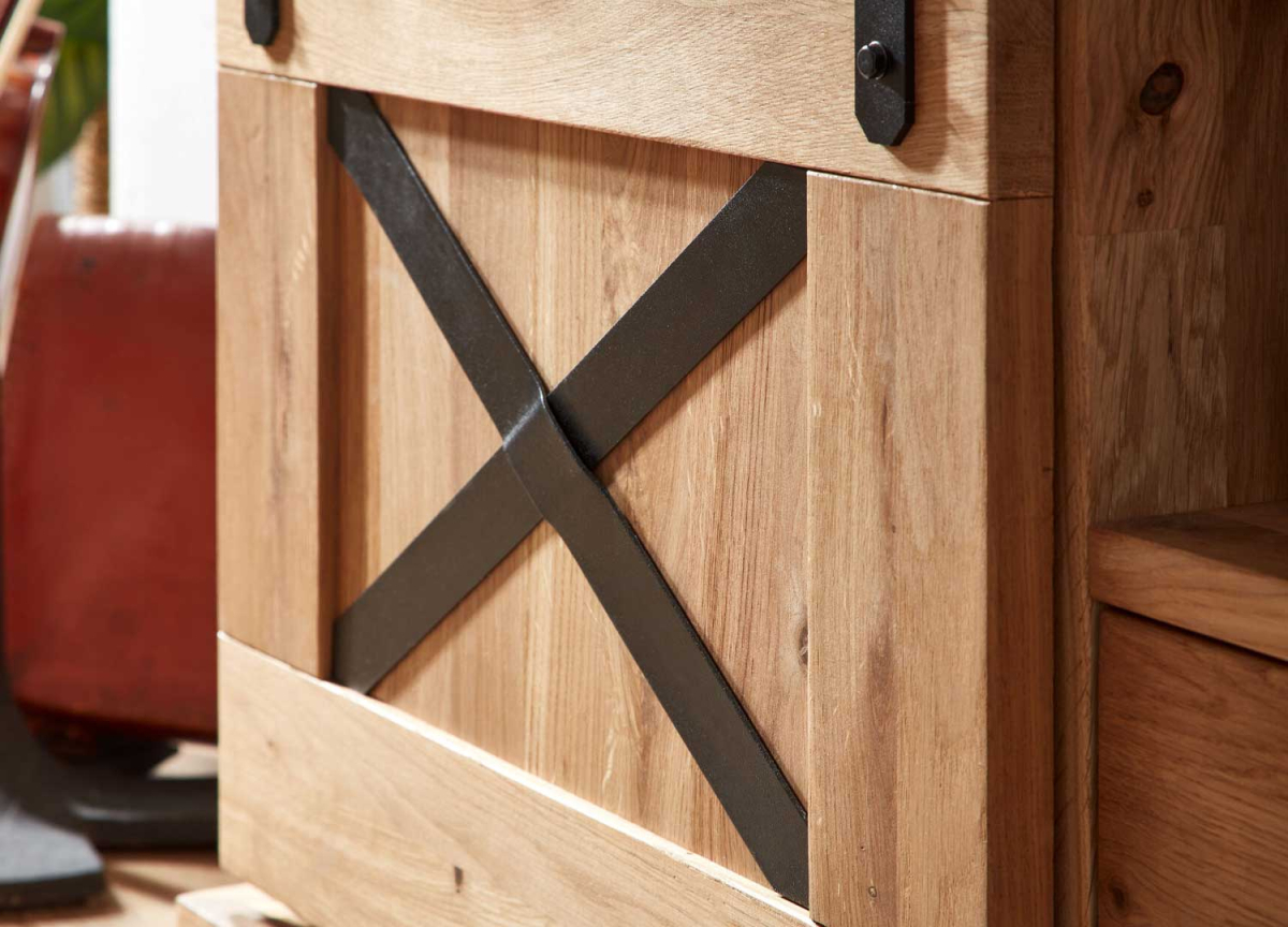 Meuble TV Rustique en Chêne et Métal