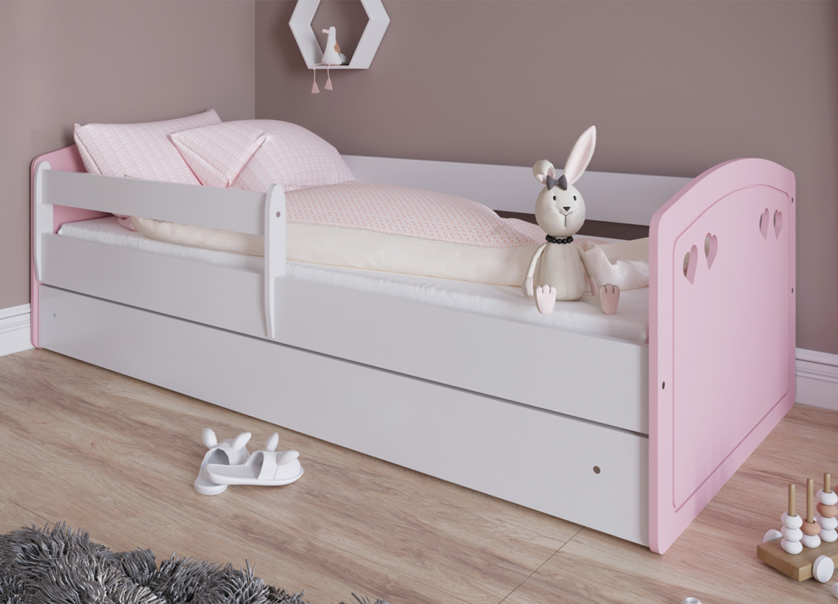 Lit pour enfant blanc et rose Léonie