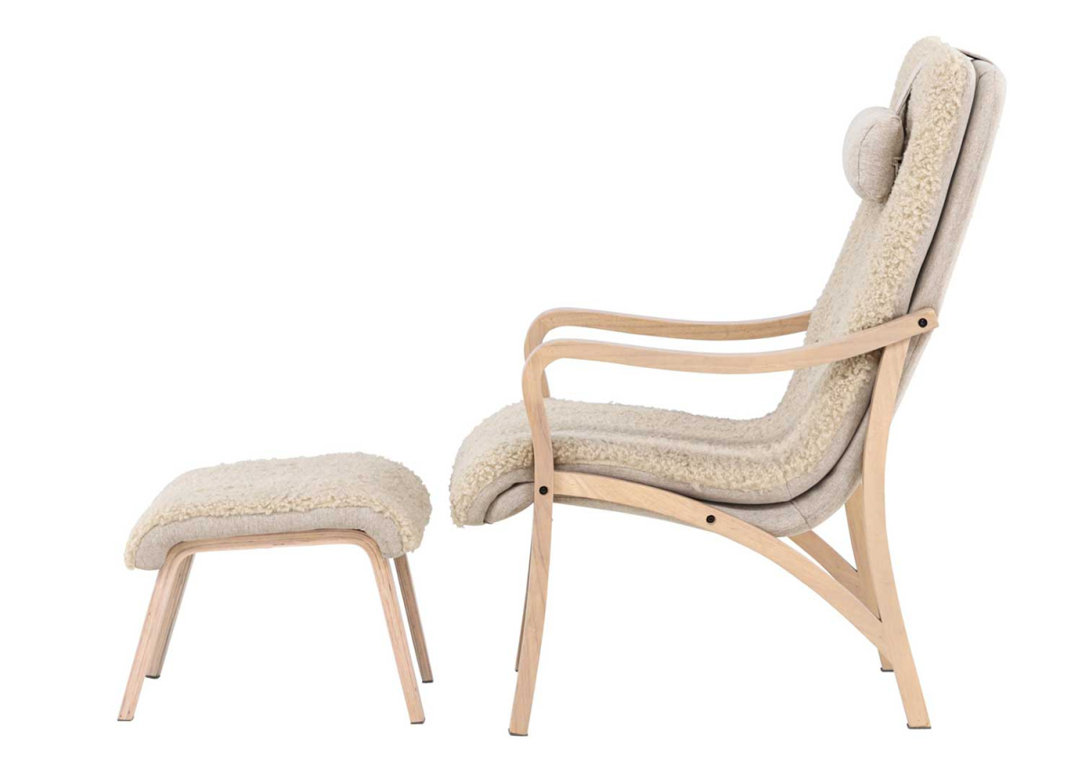 Fauteuil Détente Beige avec Repose-Pieds