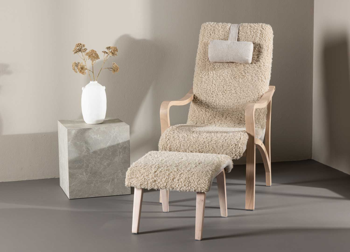 Fauteuil Détente Beige avec Repose-Pieds