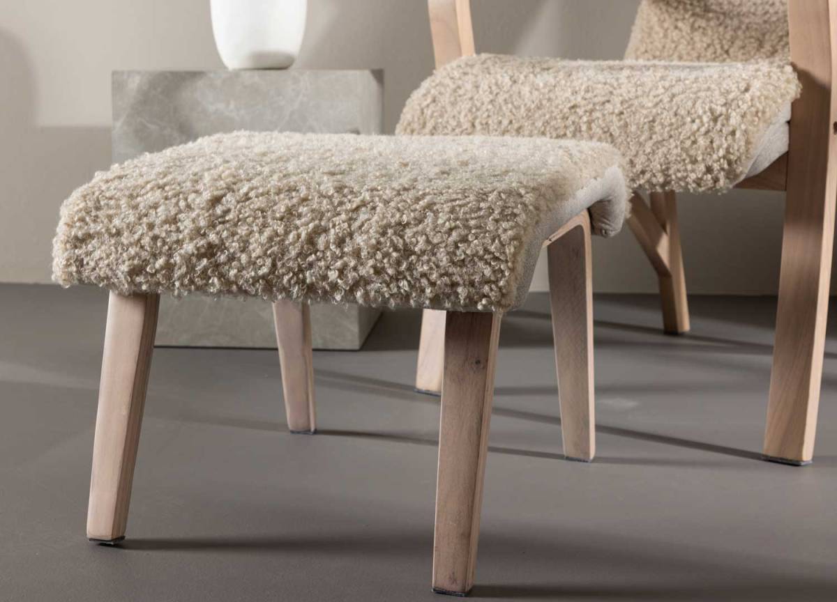 Pouf Sicaan Coffre Roméo Tissu Bouclette Gris