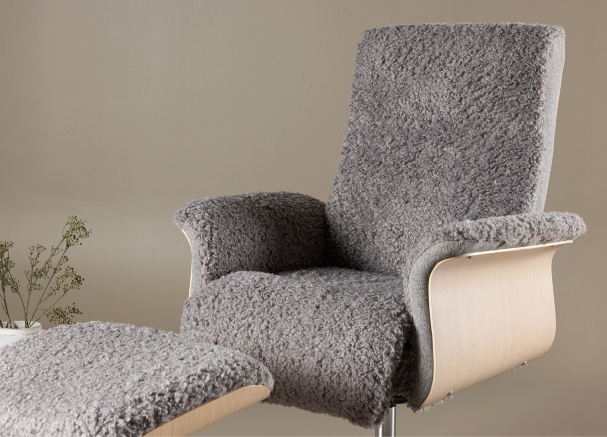 Fauteuil Scandinave Tissu Bouclé Gris