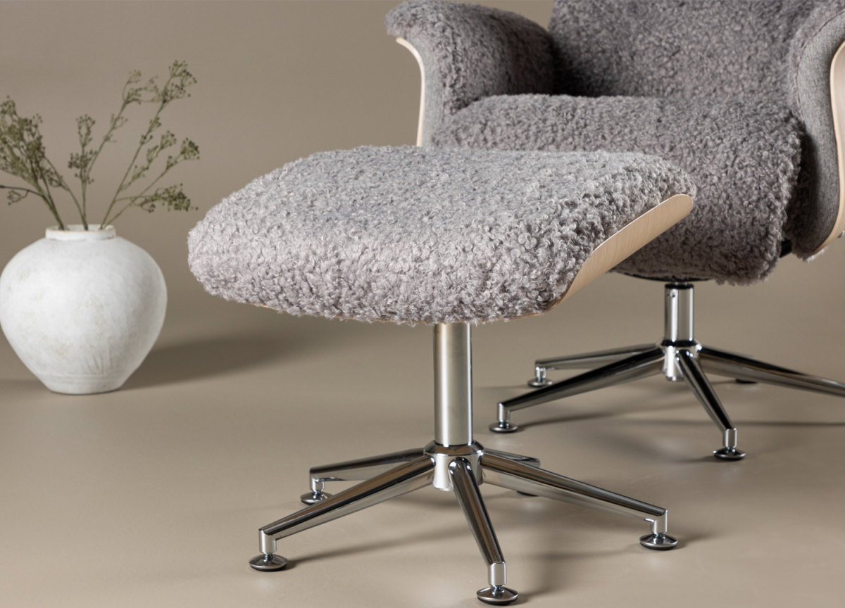 Fauteuil Scandinave Tissu Bouclé Gris