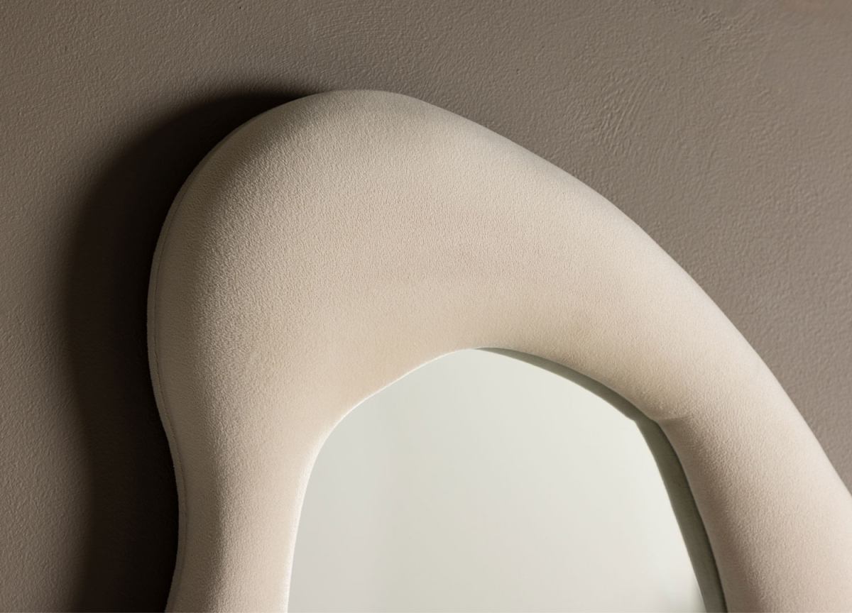 Miroir Tendance en Velours Beige