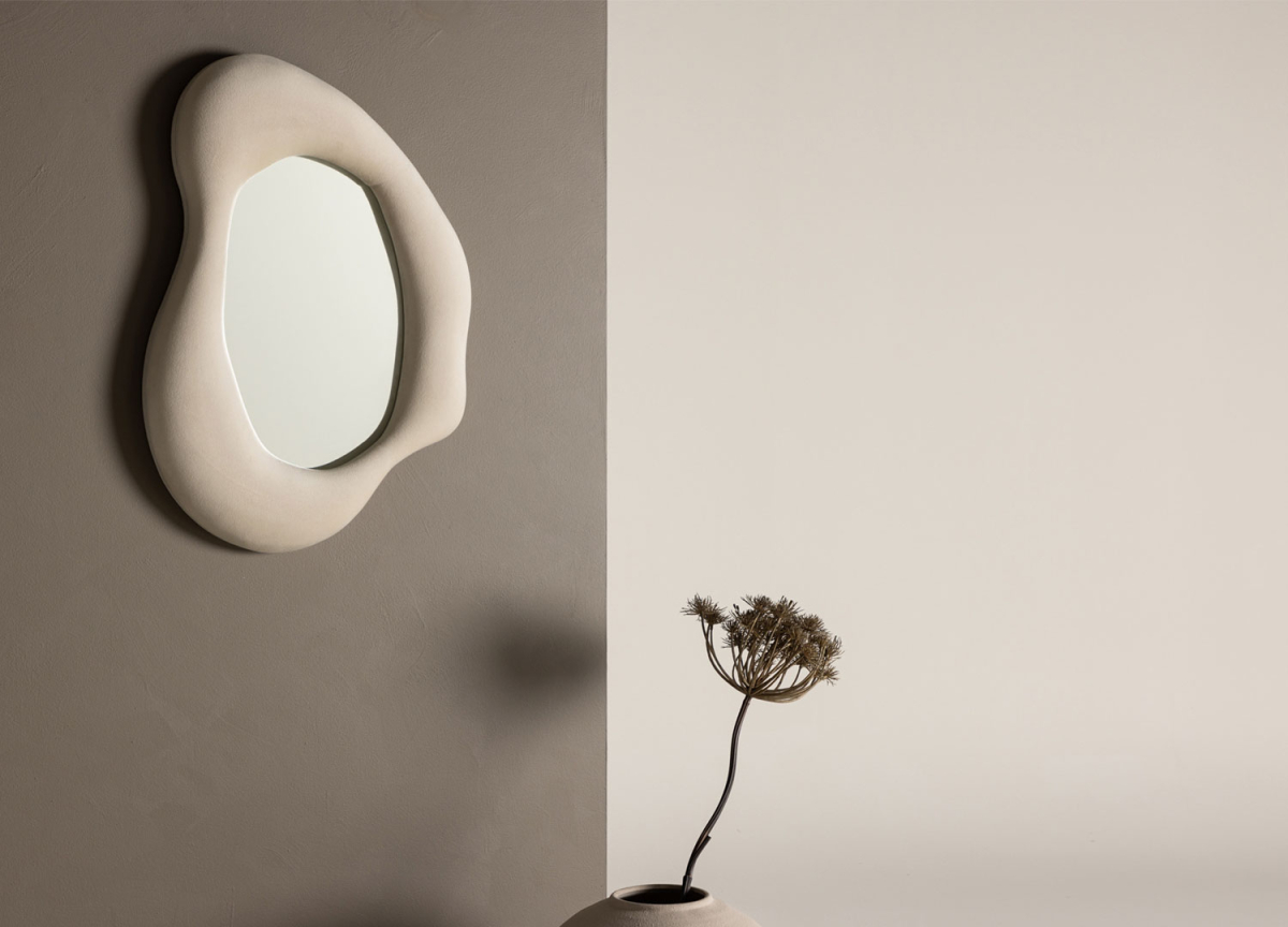 Miroir organique tendance couleur beige