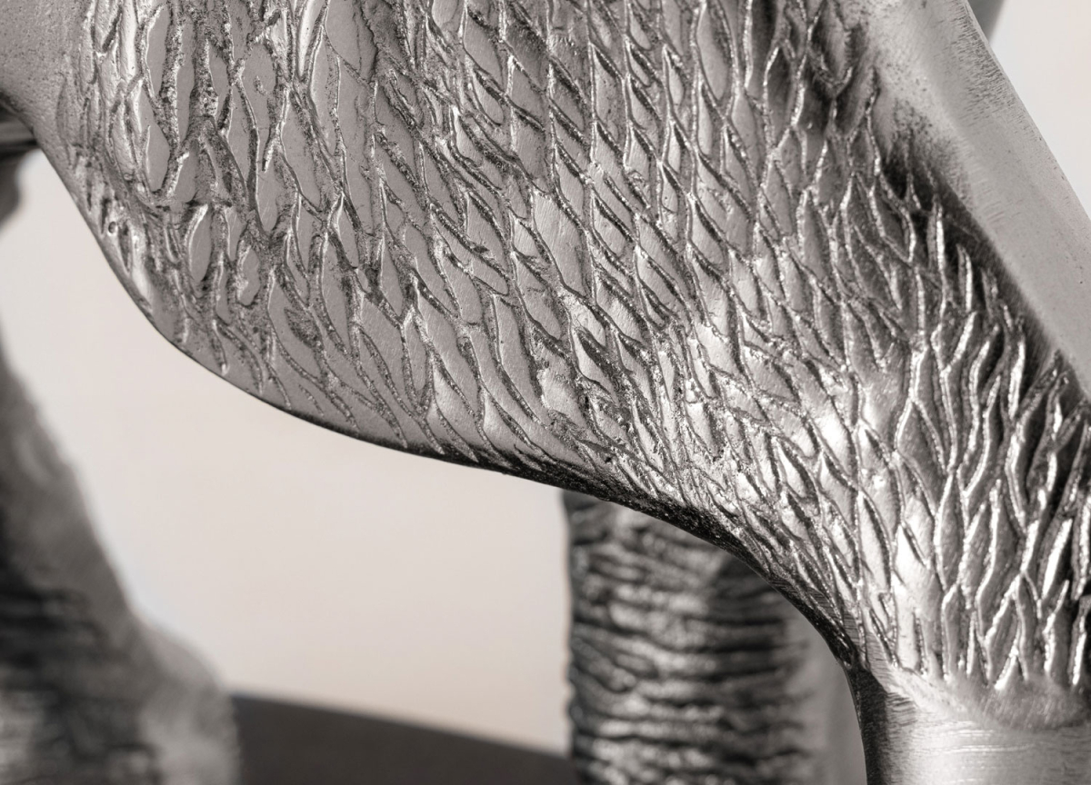 Bout de Canapé Éléphant Argenté et Plateau en Verre de 60 cm