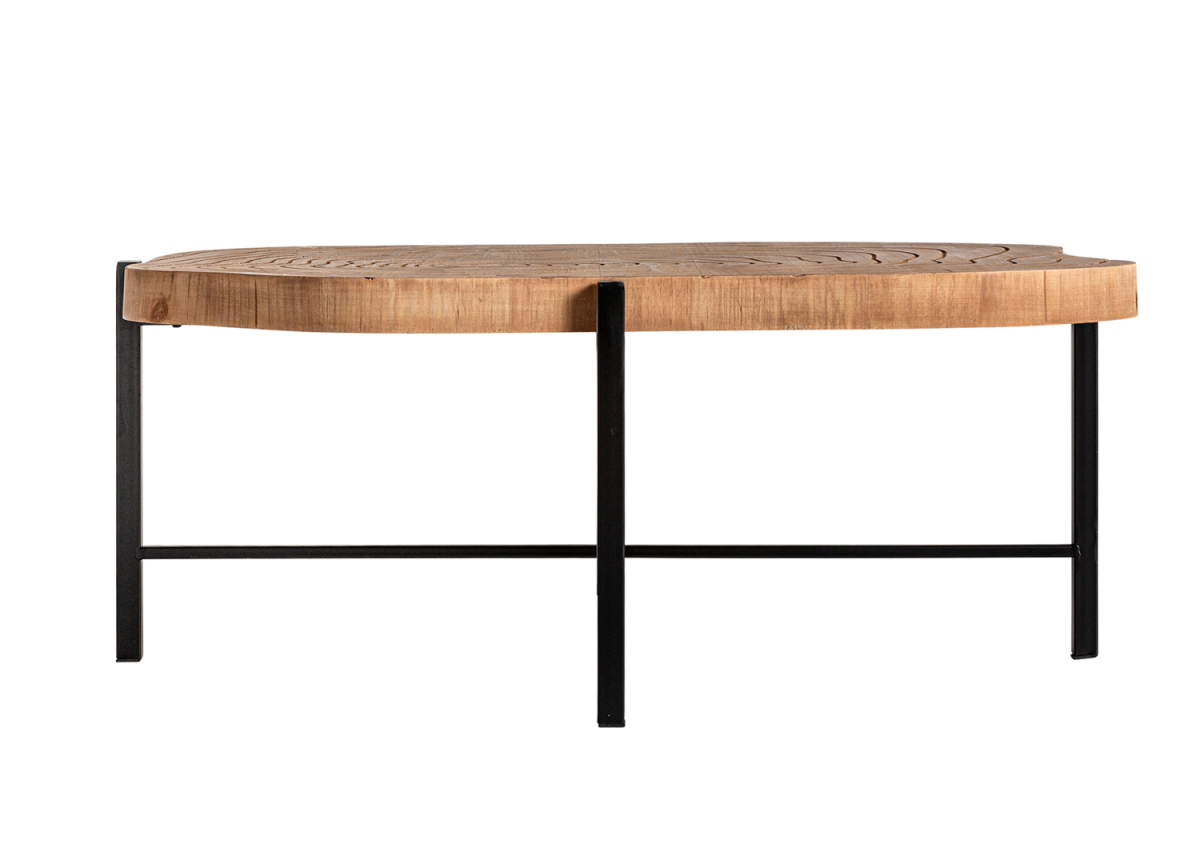 Table basse rondin de bois et pieds en métal