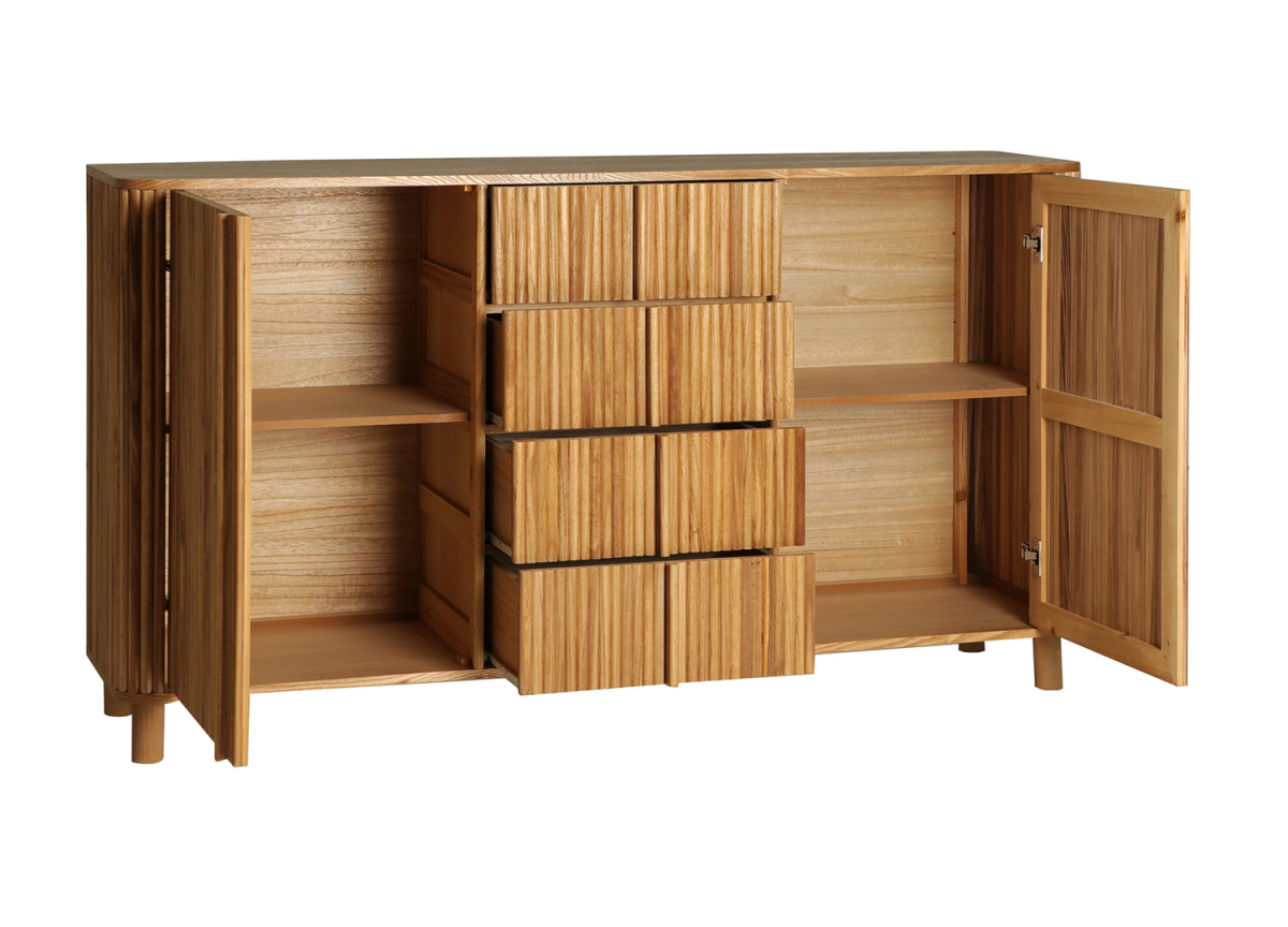 Buffet bois massif 2 portes et 4 tiroirs