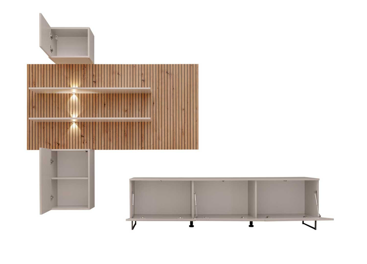 Ensemble TV Moderne | Vitrine, Panneau Mural avec LED