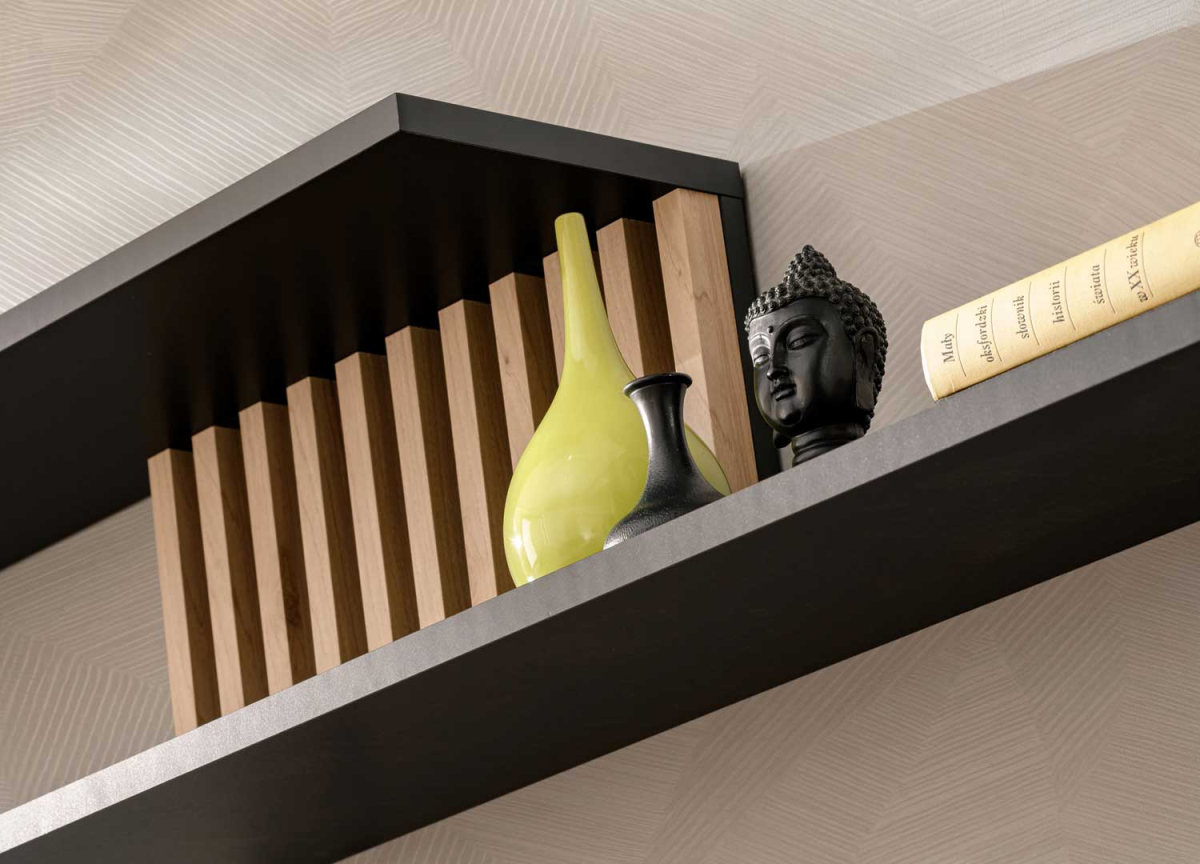 Ensemble Meuble TV , Vitrines avec LED, Noir et Bois